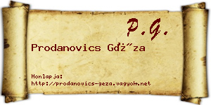 Prodanovics Géza névjegykártya