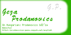 geza prodanovics business card